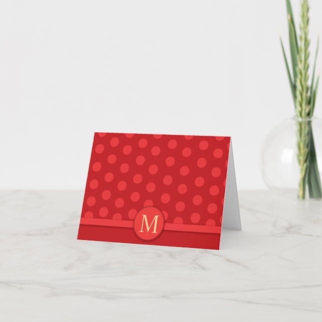 Modern Bright Red Polka Dot Note Card Thank you (Front)