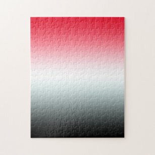 Modern Bright Red White and Black Ombre Jigsaw Puzzle
