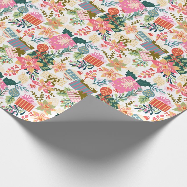 modern bright retro colourful christmas holiday wrapping paper (Corner)