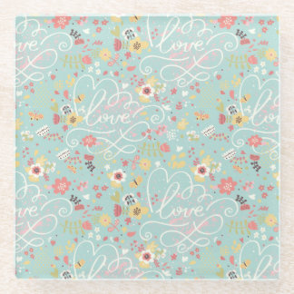 Modern Bright Romantic Pattern Glass Coaster