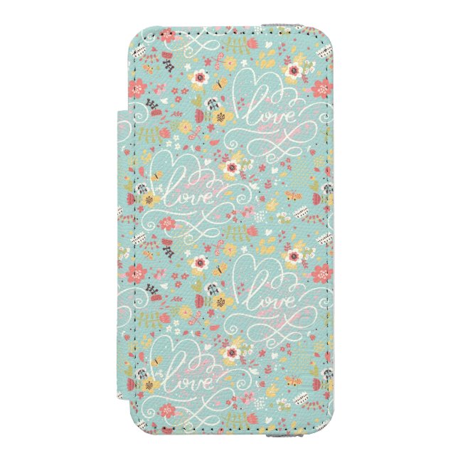 Modern Bright Romantic Pattern Incipio iPhone Wallet Case (Folio Front)