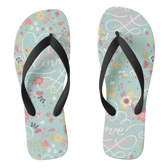 Modern Bright Romantic Pattern Jandals (Footbed)