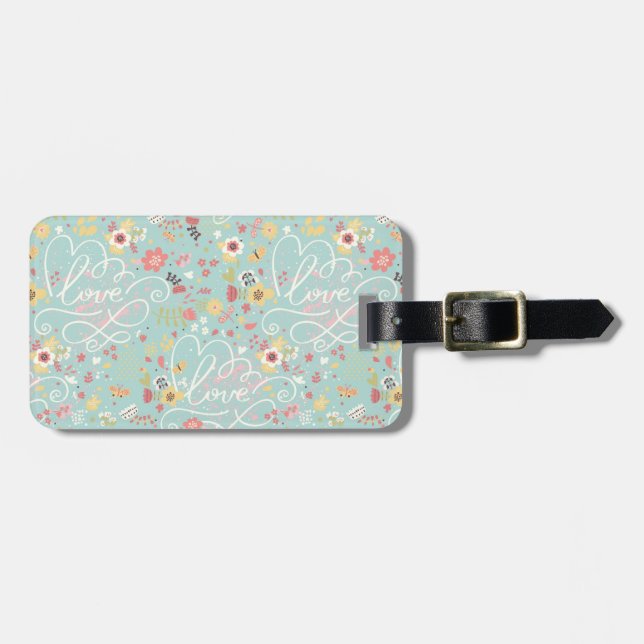 Modern Bright Romantic Pattern Luggage Tag (Front Horizontal)