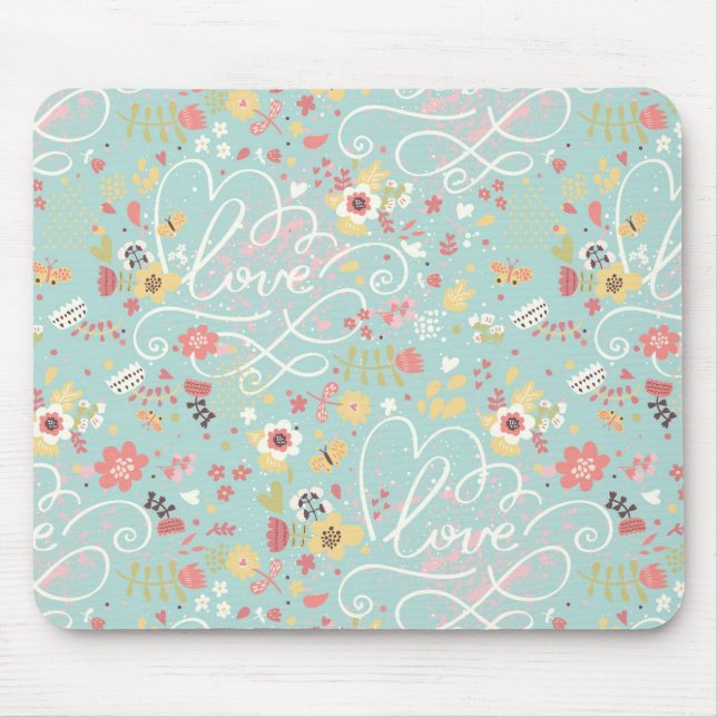 Modern Bright Romantic Pattern Mouse Pad (Front)