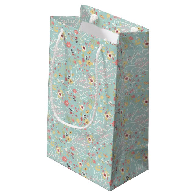 Modern Bright Romantic Pattern Small Gift Bag (Back Angled)