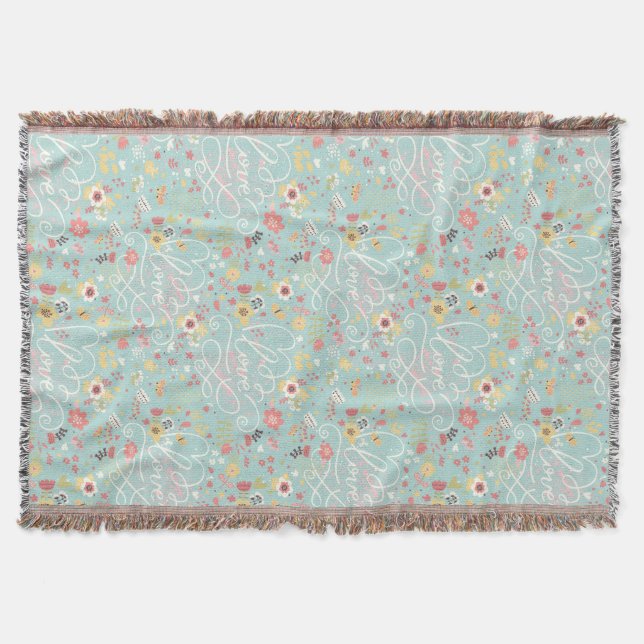 Modern Bright Romantic Pattern Throw Blanket (Front)