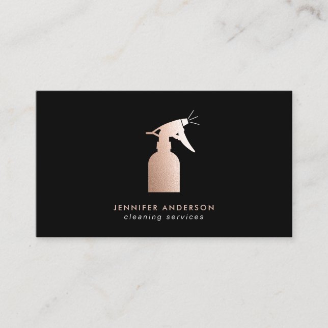 Modern Bright Rose Gold Cleaning Services Business Card (Front)