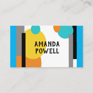 modern bright turquoise and orange bold geometric business card