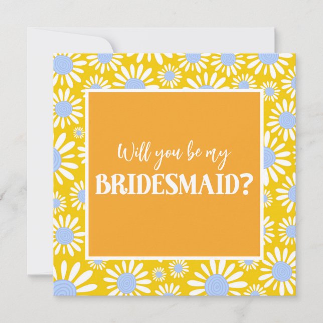 Modern Bright Yellow Daisy Bridesmaid Proposal Invitation (Front)