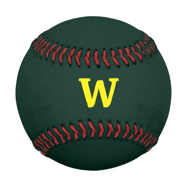 Modern bright yellow initial lettering  baseball (Front)