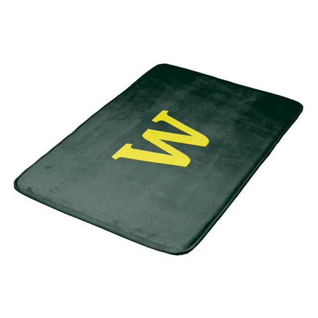 Modern bright yellow initial lettering  bath mat (Angled)
