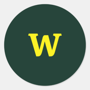 Modern bright yellow initial lettering  classic round sticker