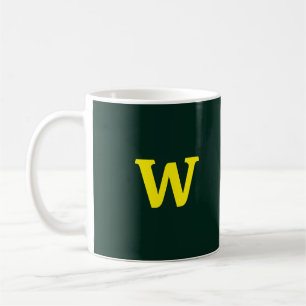 Modern bright yellow initial lettering  coffee mug