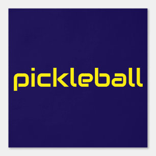 Modern Bright Yellow PICKLEBALL Text On Navy Blue Wallpaper