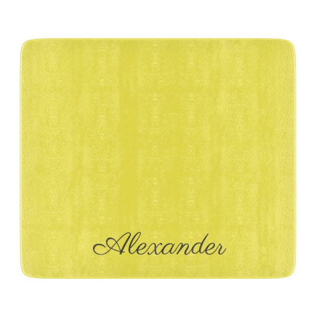 Modern  Bright yellow  template,  Black Script    Cutting Board (Front)