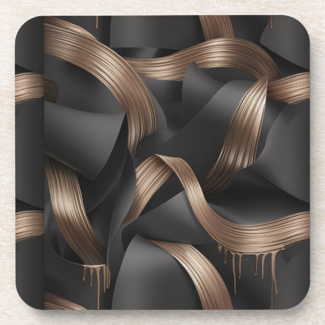 Modern Bronze Flow Luxury Masculine Accent Coaster (Front)