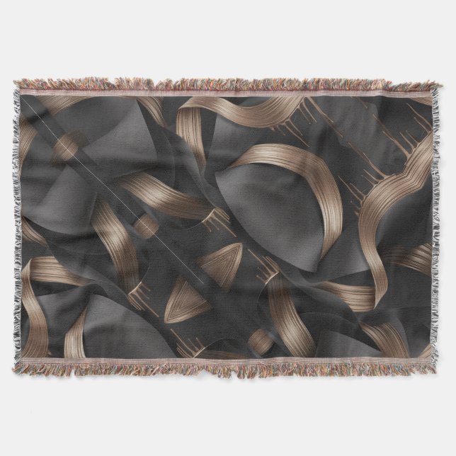 Modern Bronze Flow Luxury Masculine Accent Throw Blanket (Front)
