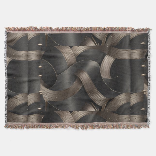 Modern Bronze Flow Luxury Masculine Accent Throw Blanket (Front)