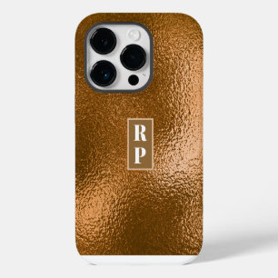 Modern Bronze Metallic Textured iPhone 14 Pro Case