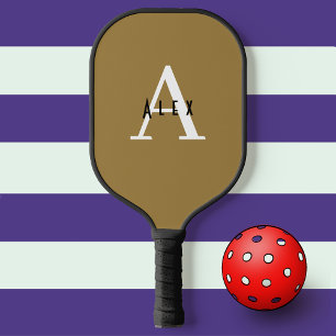 Modern Bronze Monogram Name + Initial Pickleball Paddle