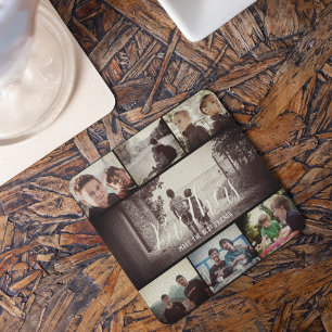 Modern Brother Best Friends Dark Photo Collage Coaster