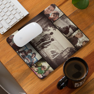 Modern Brother Best Friends Dark Photo Collage Mouse Pad