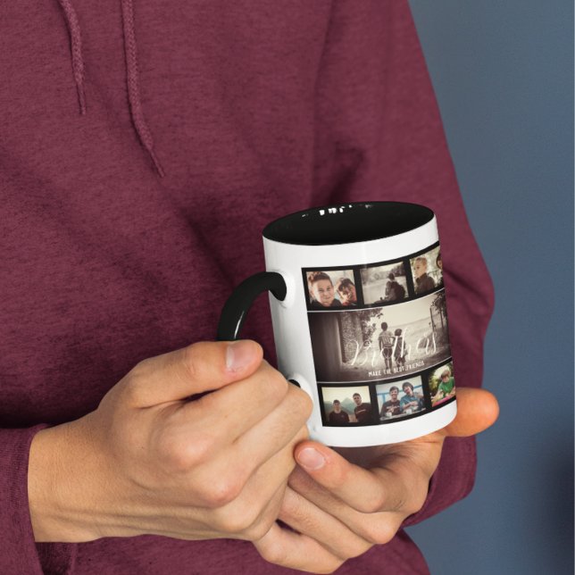 Modern Brother Best Friends Dark Photo Collage  Mug (Creator Uploaded)