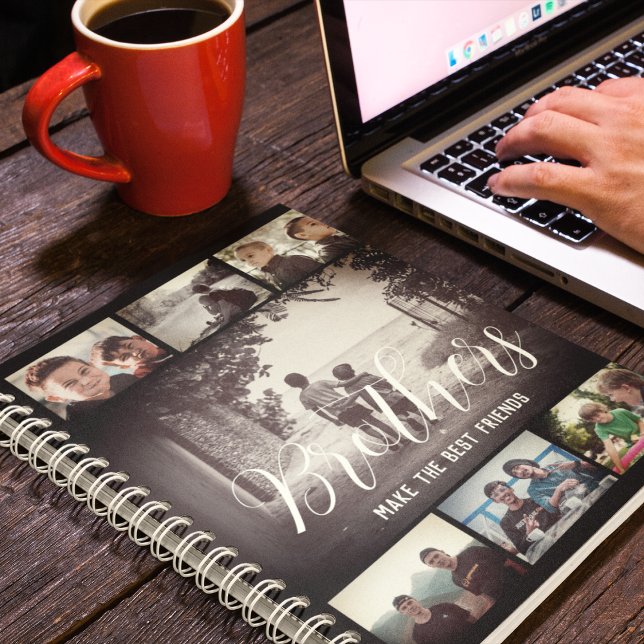 Modern Brother Best Friends Dark Photo Collage Notebook (Creator Uploaded)