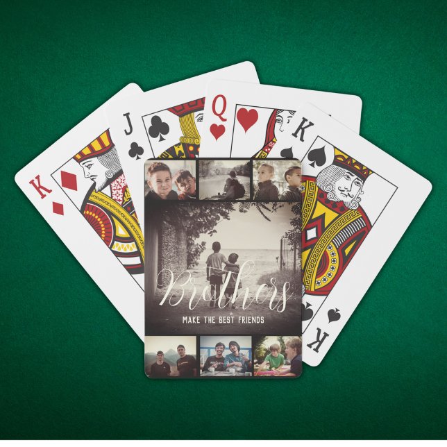 Modern Brother Best Friends Dark Photo Collage Playing Cards (Creator Uploaded)