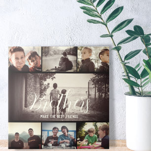 Modern Brother Best Friends Dark Photo Collage Tile
