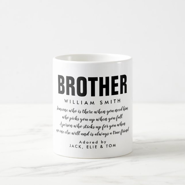Modern Brother Quote Black and White Coffee Mug (Center)