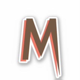 Modern Brown 3D Text Initial Letter Salmon Pink
