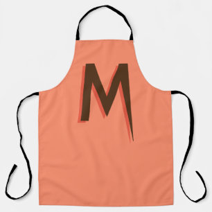 Modern Brown 3D Text Initial Letter   Salmon Pink  Apron