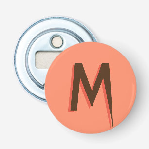 Modern Brown 3D Text Initial Letter Salmon Pink Bottle Opener