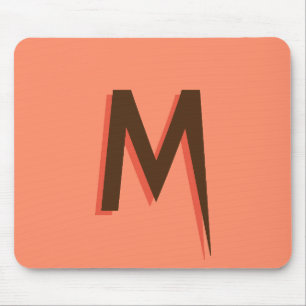 Modern Brown 3D Text Initial Letter Salmon Pink Mouse Pad