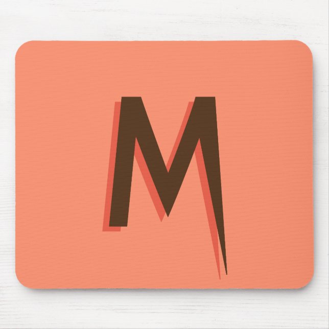 Modern Brown 3D Text Initial Letter | Salmon Pink  Mouse Pad (Front)