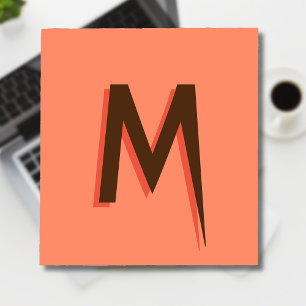 Modern Brown 3D Text Initial Letter Salmon Pink Notepad