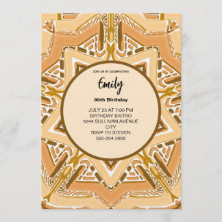 Modern Brown Abstract Geometric Pattern Invitation