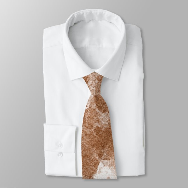 Modern Brown Abstract Watercolor Pattern  Tie (Tied)