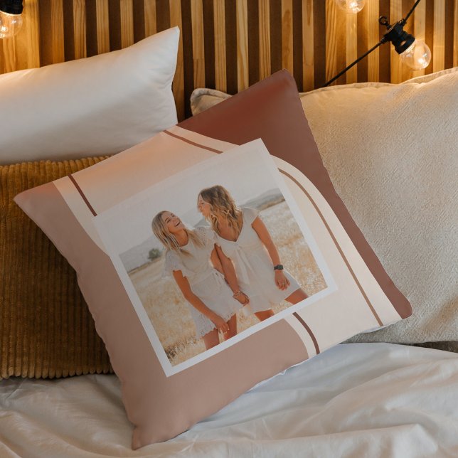 Modern Brown And Beige Shape | Photo Gift Cushion (Creator Uploaded)