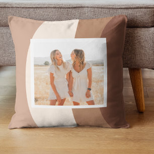 Modern Brown and Beige  Shapes   Photo  Cushion