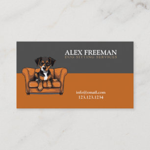 Modern Brown and Grey Sofa Puppy Dog Sitting Business Card