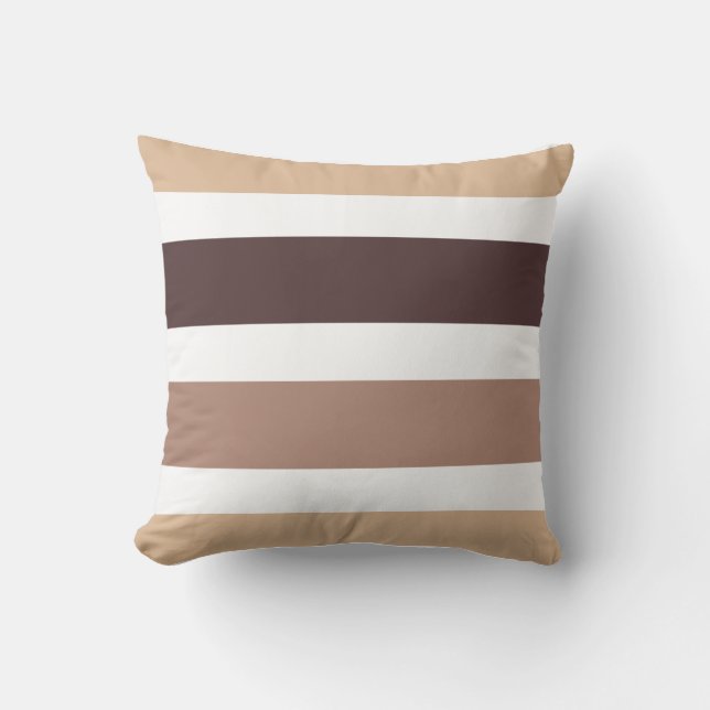 Modern Brown And White Cabana Stripe Cushion (Front)