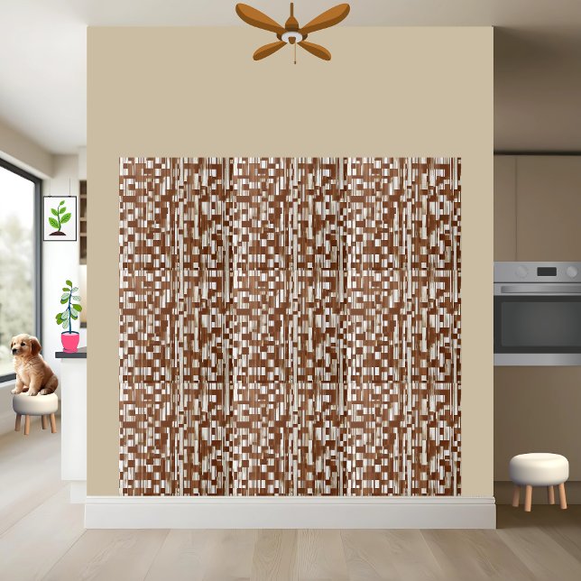 Modern Brown and White Geometric Chequered Tile  (Creator Uploaded)