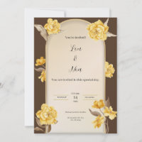 Modern Brown and Yellow Wedding Invitation