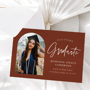 Modern Brown Arch Photo Graduation Announcement
