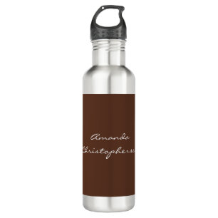 Modern Brown Background Script Add Name 710 Ml Water Bottle