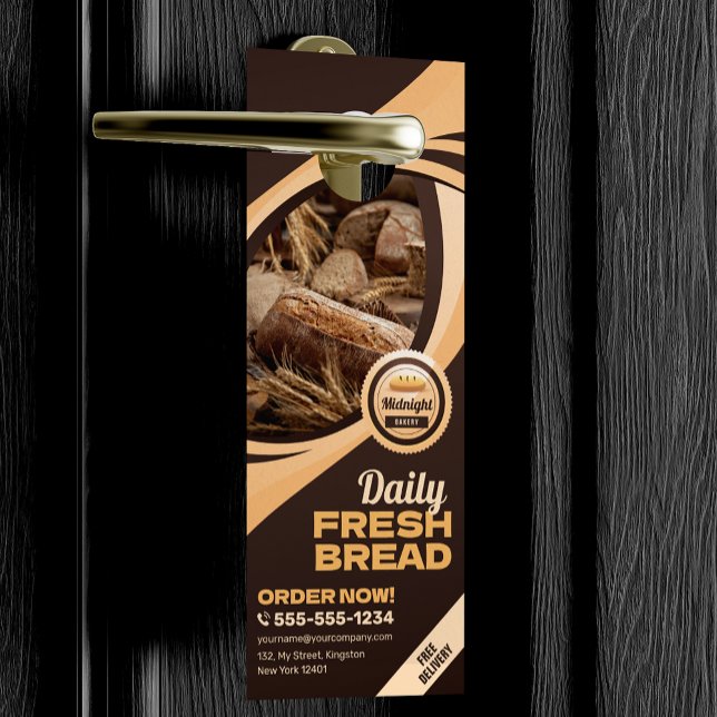 Modern Brown Bakery Bread Shop Baking Catering Door Hanger (Creator Uploaded)