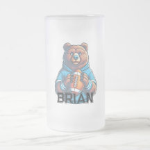 Modern Brown Bear Personalised Football Mug