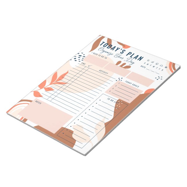 Modern Brown-Beige Daily Planner Notepad (Angled)